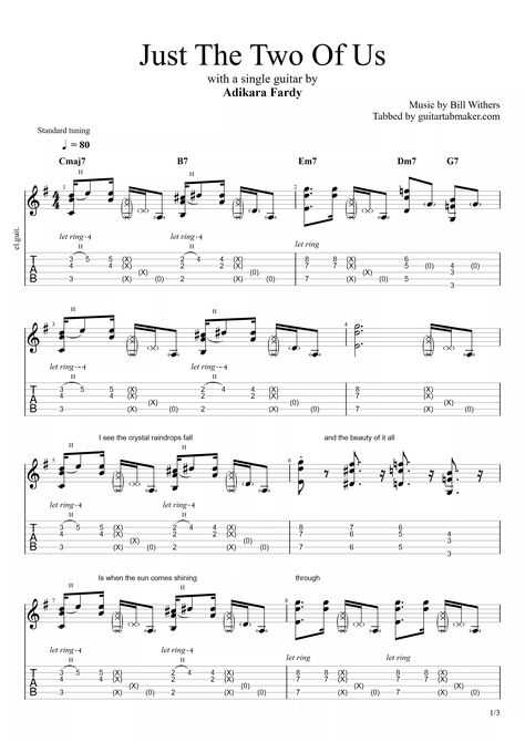 Just The Two Of Us guitar TAB (PDF) Adikara Fardy Guitar Fingerstyle, Guitar Tabs And Chords, Guitar Tabs Acoustic, Guitar Tabs For Beginners, Easy Guitar Tabs, Bill Withers, Guitar Tabs Songs, Guitar Chords For Songs, Just The Two Of Us