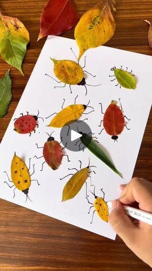 Facebook Leaf Print Art For Kids, Insects Activities For Kids, Leaf Art Projects For Kids, Leaf Crafts Kids, Drawing Insects, Insect Drawings, Shapes Of Leaves, Insects For Kids, Diy With Kids