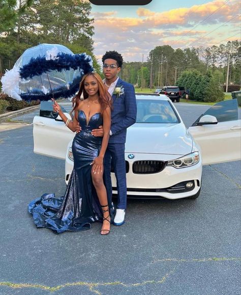 Blue Prom Couple, Prom Outfits For Guys, Couples Prom, Couple Prom, Blue Mermaid Prom Dress, Prom Dress With Train, Prom Photoshoot, Prom Couples, Prom Inspiration