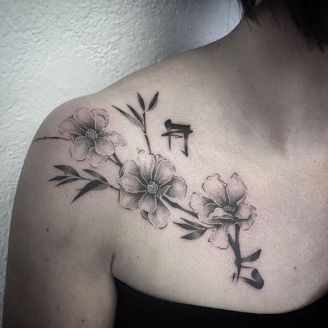 Tattoo uploaded by Fanny • #sakura #sakuratattoo #sakuraflower #initialtattoo #japanese #japanesetattoo #flowers #flowertattoo #fleurstattoo #dots #dotwork #dottattoo #stipple #stippletattoo #dotworkers #petitspoints #tattoodo #blackandgreytattoo #lespetitspointsdefanny #tattoolausanne #girltattoo • 517851 • Tattoodo Sakura Flower Tattoo Black, Sakura Flower Tattoo, Flower Tattoo Black, Tortoise Tattoo, Fanny Photos, Tattoo Black And Grey, Sakura Tattoo, Tattoo Chest, Tattoo Japanese