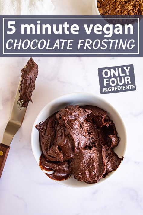 Our favorite vegan chocolate frosting uses simple wholesome ingredients. It is sweetened with maple syrup instead of powdered sugar. This frosting is rich and fudgy. It is a dark-chocolate-lover's dream. Spread it onto cakes, cookies, brownies, and more. #veganfrosting #dairyfreefrosting #chocolatefrosting #easyfrosting #chocoalterecipe #desssertrecipe #coconutoil #maplesyrup } robustrecipes.com Chocolate Icing For Brownies, Vegan Chocolate Icing, Vegan Frosting Recipe, Dairy Free Chocolate Frosting, Vegan Chocolate Frosting, Healthy Frosting, Vegan Chocolate Brownies, Homemade Chocolate Frosting, Dairy Free Frosting