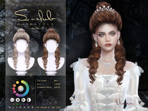 The Sims Resource - Modern Victorian Gothic curly Long hair (Vivien) Sims 4 Cc Victorian Hair Male, Sims 4 Cc Queen Hair, Sims 4 Rococo Hair, Sims 4 Fancy Hair, Sims 4 Cc Bridgerton Hair, Sims 4 Cc Fancy Hair, Rococo Sims 4, Sims 4 Cc Coquette Hair, Sims 4 Victorian Hair