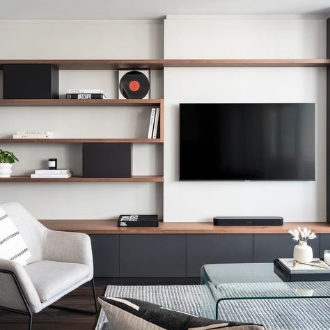 Storage & Built-Ins | cabinetlab Built In Tv Wall Unit Storage, Living Room Media Cabinet Offset, Built In Tv Wall Unit Apartment, White Oak Built In Tv Cabinet, Custom Tv Cabinet Built Ins, Recess Media Shelving, Built In Tv Wall Unit Studio Mcgee, Built In Sideboard, Built In Tv Wall Unit