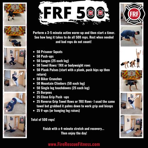 Looking for a great workout that will help you as a firefighter improve performance, burn fat and challenge your cardiovascular system?  Watch your form and rest when needed.  Give this #workoutwednesday a try.   #fitforduty #GETFRF #fitness #responders Firefighter Fitness, 50 Push Ups, Firefighter Workout, Fire Drill, Wednesday Workout, Cardiovascular System, Hip Ups, Burn Fat, Drills