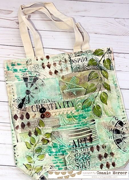 crafty goodies: Canvas Bags~mixed media style! Decoupage On Canvas, Canvas Book Bag, Mixed Media Stencils, Bag Painting, Painted Purse, Mixed Media Art Techniques, Fiber Art Projects, Purse Crafts, Faith Blogs