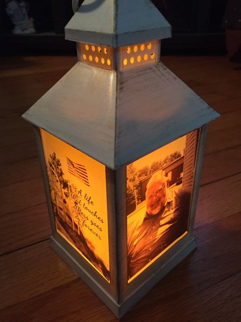 Lantern Release, Lantern Photo, Photo Lantern, Memory Lantern, Butterfly Memorial, Lantern With Fairy Lights, Memorial Lanterns, Memorial Ideas, Solar Lantern