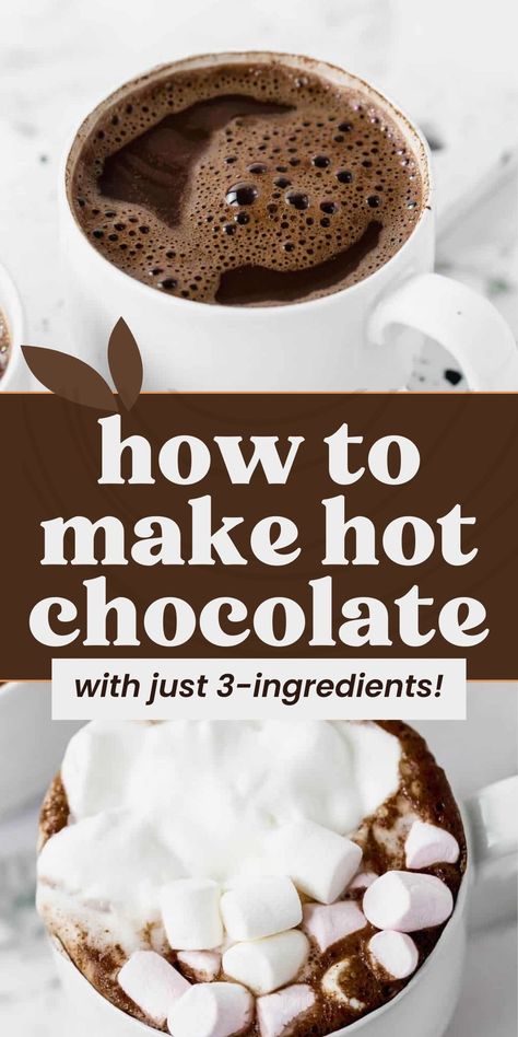 Learn how to make the best hot chocolate with cocoa powder in 5 minutes with just 3 ingredients! Quick, easy, and a delicious way to warm yourself up on a tight Christmas budget! Get ready to cozy up with your favorite mug. Hot Chocolate Recipes With Nestle Quick, Hot Chocolate Made With Cocoa Powder, Chocolate With Cocoa Powder, Hot Chocolate With Cocoa Powder, Hot Cocoa Mix Recipe, The Best Hot Chocolate, Healthy Hot Chocolate, Best Hot Chocolate, Christmas Budget