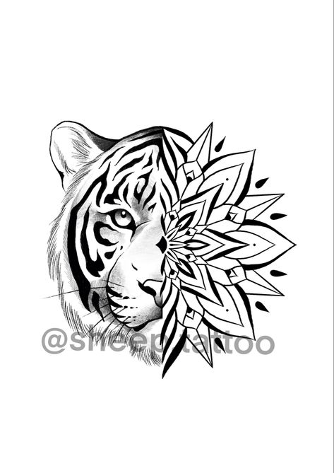 Cop Tattoos, Sheep Tattoo, Baby Tattoo Designs, Family Tattoo Designs, Tiger Tattoo Design, Tiger Drawing, Dotwork Tattoo, Lion Tattoo Design, Tattoo Stencil Outline