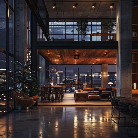 city lights, urban nights ✨🌃 - Urban Contemporary Style Loft in the heart of NYC. Tag someone to enjoy cocktails with a view 🍸 - #cityscapesnyc #rooftopbars #urbanloft #luxurypenthouse #nycpenthouse #penthousesuite #cityaesthetic #aiarchitecture #luxuryarchitecture #loftapartment Loft Apartment Outside, Manhattan Loft Apartment, Nyc Loft Apartment, New York Loft Apartment, Rich Apartment, Apartment Outside, Loft Apartment Industrial, Drake Album, Nyc House