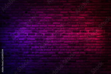 Stock Image: Neon light on brick walls that are not plastered background and texture. Lighting effect red and blue neon background of empty brick basement wall. Blue Neon Background, Brick Basement, Neon Highlights, Neon Background, Brick Background, Neon Backgrounds, Basement Walls, Brick Walls, Blue Neon