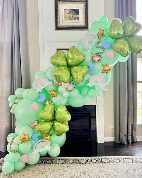 Megan Raysby | Chicago | Our lucky charm! #stpatricksday #balloonarch #balloons #balloondecor | Instagram Lucky Charms First Birthday, St Patricks Birthday Ideas, Lucky Charm Gender Reveal Ideas, St Patrick’s Day Kids Party, Lucky Charm 1st Birthday Party, Lucky Charm Party Theme, How Lucky Are We Baby Shower Theme, One Lucky Charm Birthday, Lucky Charms Baby Shower Theme