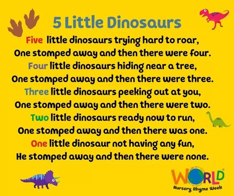 Dinosaur nursery rhyme Dinosaur Songs For Preschool, Dinosaur Ideas, Dinosaur Songs, Rhyming Preschool, Dinosaur Theme Preschool, Dinosaur Activities Preschool, Circle Time Songs, Dinosaurs Preschool, Classroom Songs