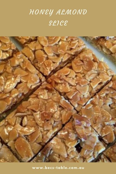 Almond Slice, Short Pastry, Easy Slice, Almond Toffee, Local Bakery, Almond Bars, Honey Almonds, Shortcrust Pastry, Bakery Recipes