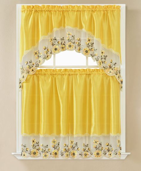 PRICES MAY VARY. ✅ Fabric Content: 100% POLYESTER ✅ Imported ✅ Content: 3 Pieces (2 Tiers & 1 Valance) ✅ Size : Tiers : 30" x 36" Inches Per Panel and Swag Valance: 60" x 36" inches ✅ Caution Care: Machine Wash Cold , Gentle Cycle . Do not Bleach . Tumble Dry Low Bring your kitchen Alive with Our Luxury 100% Polyester Kitchen Curtains.3 Pieces kitchen curtain set includes 2 Tiers and 1 Swag Valance. Valance size 60Inch width by 36Inch length and 2 Tiers 30Inch width by 36Inch Length. Orange Kitchen Curtains, Yellow Kitchen Curtains, Kitchen Curtains And Valances, Swag Curtains, Kitchen Windows, Kitchen Curtain Sets, Tier Curtains, Kitchen Valances, Orange Kitchen