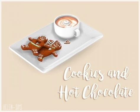 Helen Sims: Cookies and Hot Chocolate • Sims 4 Downloads S4cc Clutter, Cookies And Hot Chocolate, Sims4 Food, Sims Food, Living Room Sims 4, Decor Cookies, Sims 4 Kitchen, Die Sims 4, Sims 4 Bedroom