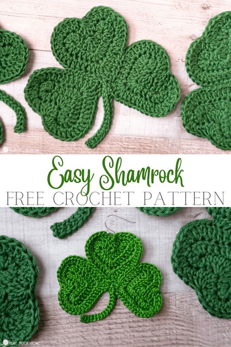 This year I'll be rocking shamrocks in the best way: crocheted! Whip some up using this fast, free, and fun shamrock crochet pattern. Crochet Shamrocks Free Patterns, St Patrick’s Crochet, St Patrick’s Day Crochet Patterns, Crochet Clover Free Pattern, Shamrock Crochet Pattern Free, Crochet St Patrick’s Day, Shamrock Crochet, Crochet Shamrock, Clover Crochet