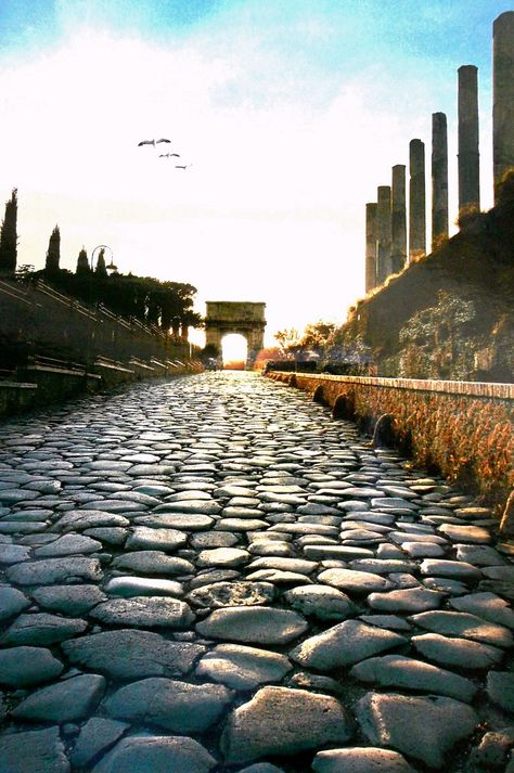 Appia Antica - Oldest road in Rome, Italy. Rome Empire, Ancient Rome History, Rome Ancient, Rome History, Rome Streets, Street Background, Via Appia, Roman Villa, Roman Roads