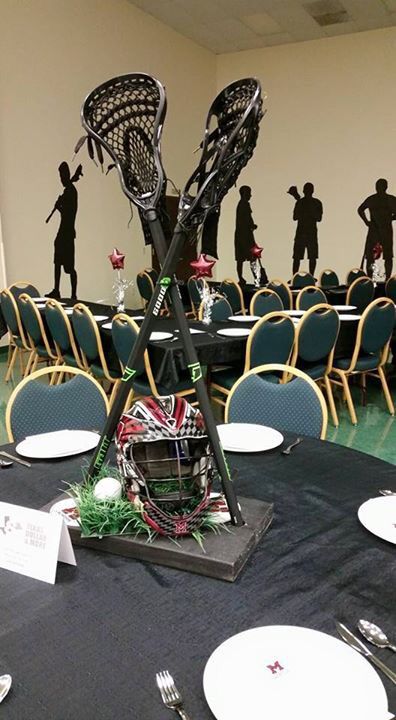 Center pieces for lacrosse banquet Lacrosse decorations Lacrosse Graduation Party Ideas, Senior Night Lacrosse Ideas, Lacrosse Centerpiece Ideas, Lacrosse Banquet Centerpieces, Lacrosse Banquet Ideas, Lacrosse Decorations, Lacrosse Party, Wings Party, Banquet Centerpieces