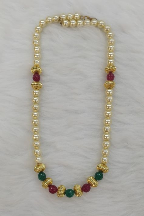 Pearls Mala, Beads Haram, Ruby Chain, Pearl Mala, Choker Necklace Designs, Pearl Jewels, Beads Jewellery, Handmade Fashion Jewelry, Jewellery Handmade