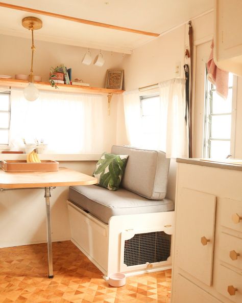 Vintage Camper Renovation: Rosie Reveal — Probably This Vintage Camper Renovation, Vintage Caravan Interiors, Camper Vintage, Vintage Camper Interior, Camper Reno, Vintage Camper Remodel, Caravan Renovation, Caravan Interior, Vintage Rv