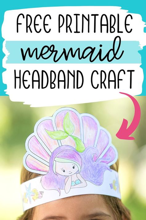 Mermaid Crown Craft, Mermaid Birthday Printables, Mermaid Diy Crafts, Diy Mermaid Crown, Diy Mermaid Birthday Party, Free Printable Mermaid, Mermaid Party Printables, Mermaid Printables, Kids Birthday Crafts