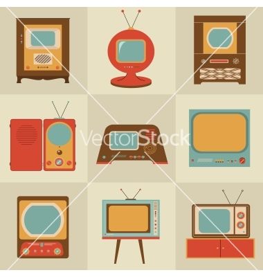 Retro vintage tv set vector on VectorStock® Retro Electronics, Tv Vintage, Tv Set, Tv Sets, Vintage Tv, Retro Tv, Fabric Panel, Digital Print Fabric, Fabric Panels