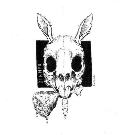 graba on Instagram: “7/52 #inktober52 #inktober2020 #inktober #inktober52dinner #ink #rabbit #skull #meat #rabbitskull #draw #inking #dinner #inkillustration” Rabbit Skull Reference, Rabbit Skull Art, Bunny Skull Drawing, Rabbit Skull Drawing, Bunny Skull Tattoo, Rabbit Sketches, Bunny Skull, Rabbit Skull, Skull Reference