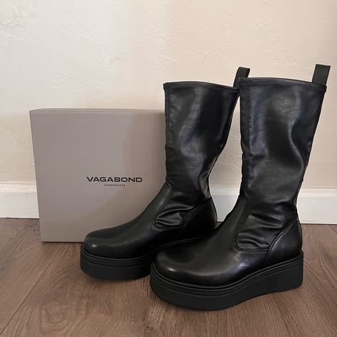 Vagabond Tara Boots Vagabond Tara Boot Outfit, Vagabond Boots, Vagabond Shoes, Curated Closet, Fall 2024, Black Leather Boots, Riding Boots, Second Hand, Black Leather