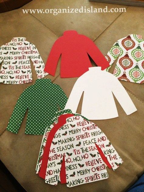 Make a cute ugly sweater party banner with pattened paper! Ugly Sweater Tree, Tamale Party, Ugly Sweater Invitations, Ugly Sweater Cookie, Ugly Christmas Sweater Ornament, Tacky Christmas Party, Ugly Sweater Party Invitations, Best Ugly Christmas Sweater, Ugly Sweater Diy