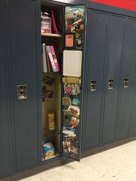 Private School Lockers, Locker Hallway School, Locker Ideas Full Length, Big Locker Ideas, High School Locker Decorations, School Locker Organization Ideas, Locker Design Ideas School, Boy Locker Ideas, Locker Reference