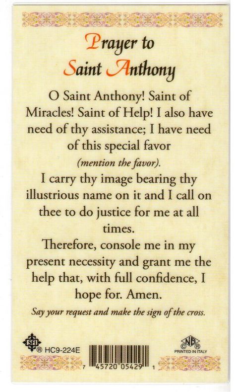 Prayer To St Anthony For Lost Things, Prayers To Saints, Saint Anthony Prayer, Patron Saints List Catholic, St Anthony Miracle Prayer, St Anthony Prayer, Saints Prayers, Catholic Saints Prayers, Prayers Catholic