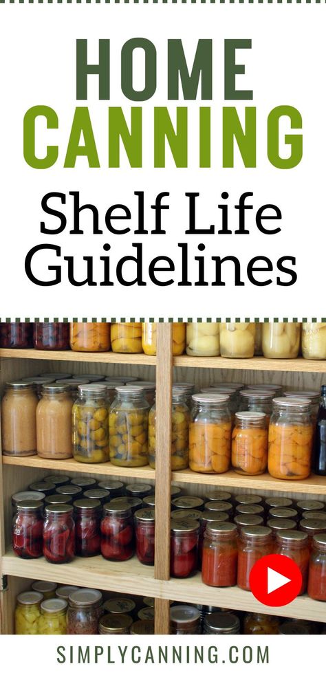 What is the shelf life of home-canned food? How long are jars of food good for? Will they expire? Sharon provides helpful information and tips on home canning expiration dates. https://youtu.be/2z2d3hI12a0 Canning Shelf Life, Canning Cellar Food Storage, Recanning #10 Cans, Shelves For Canning Jars Storage, Canning Shelf, Aideen Canning, How Long Does Home Canned Food Last, Canning Room, Food Shelf Life