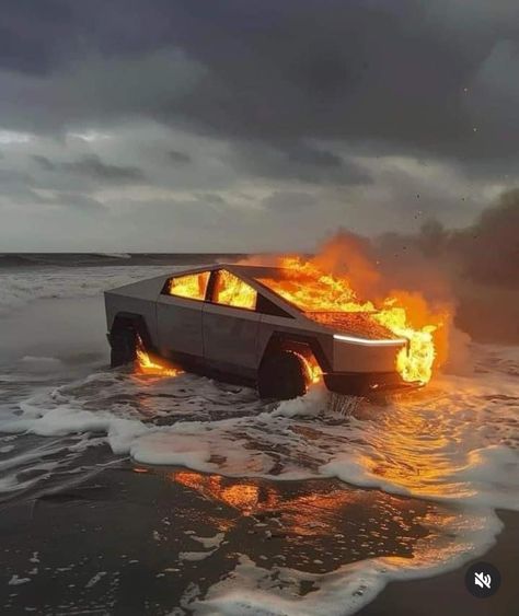 Cybertruck Tesla Wallpaper, Car On Fire Aesthetic, Hot Wheels Banner, Cars On Fire, Tesla Wallpaper, Car Explosion, Car On Fire, Metamodernism, Burning Car