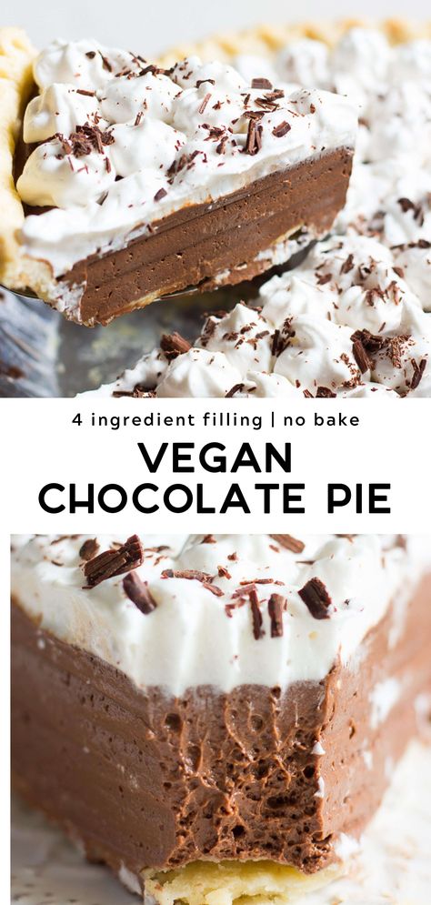 Vegan Chocolate Pie, Coconut Whip, Vegan Pie, Desserts Vegan, Chocolate Pie, Vegan Thanksgiving, Layer Cakes, Chocolate Pies, Healthy Chocolate