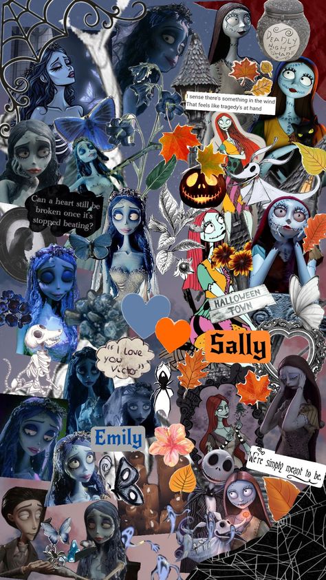 #corpsebride #nightmarebeforechristmas #emilycorpsebride #sallyandjack #emilly&sally Sally And Emily Matching Pfp, Sally And Emily, Sally Wallpaper, Emily Corpse Bride, Sally Nightmare, Sally Nightmare Before Christmas, Corpse Bride, Halloween Town, Nightmare Before Christmas