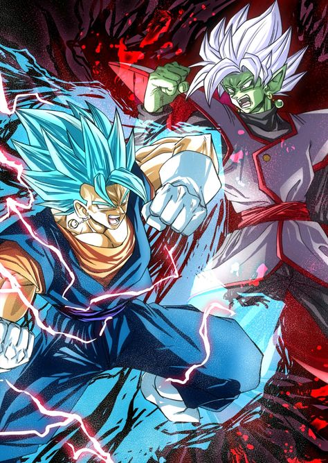 Vegetto vs Merged Zamasu Vegito Vs Zamasu, Fused Zamasu, Goku Blue, Dbz Super, Saga Dragon Ball, Dragon Super, Dokkan Battle, Z Wallpaper, Dragonball Super