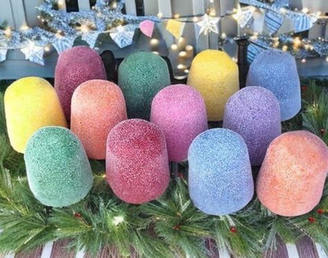 Gum drops or plant pots ? #xmas2024  🎄 https://medium.com/@castlerandom/diy-outdoor-christmas-decorations-2ab5fb6c16aa Diy Candy Outdoor Decorations, Cheap Candy Land Decorations, Cute Christmas Lights Outdoor, Diy Jumbo Gumdrops, Giant Bulbs Christmas Decorations, Diy Outdoor Gumdrops Decorations, Gumdrop Outdoor Decorations, Giant Gum Drops Diy, Gingerbread Real House