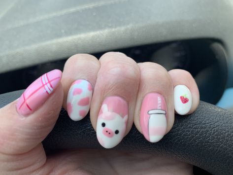 Squishmallow Nail Art, Squishmallows Nails, Squishmellow Nails, Squishmallow Nails, Strawberries Nails, Halloween Parejas, Goth Nails, Animal Nails, Nail Stuff