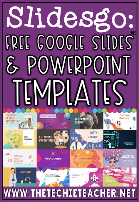 Are you looking to jazz up your Google Slides™ or PowerPoint presentations? Then I suggest checking out SlidesGo, a place where you can download presentation templates for free. There are Google Slides and PowerPoint templates for education, business, marketing and even the medical field! Google Classroom Elementary, Techie Teacher, Teacher Tech, Geography Lessons, Teaching Technology, Teacher Technology, Powerpoint Presentations, Virtual School, School Technology