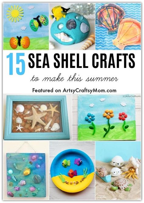 Seashell Crafts Kids, Summer Diy Ideas, Shell Crafts Kids, Crafts For Summer, Easy Summer Crafts, Beach Crafts For Kids, Seashell Art Diy, Seashell Projects, Sea Crafts