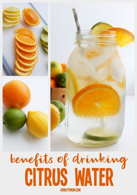 The benefits of drinking citrus water are many. Add citrus to the ice cold water to make it more appealing and help you get your ounces in. Fruit Water Recipes, Limeade Drinks, Grapefruit Water, Lemon Infused Water, Citrus Water, Fruit Infused Water Recipes, Ice Cold Water, Flavored Water Recipes, Lemon Water Benefits