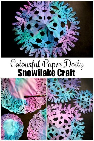 Colourful Paper Doily Snowflakes for Kids to Make Doilie Snowflakes, Doily Snowflakes, Snowflakes For Kids, Lockdown Art, Playgroup Activities, Paper Doily Crafts, Doily Crafts, Homemade Blankets, Happy Hooligans