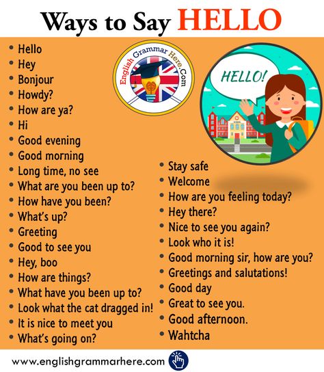 Ways To Say Hello, Other Ways To Say, Good Vocabulary Words, Good Vocabulary, English Writing Skills, English Writing, English Phrases, Learn English Words, English Vocabulary Words