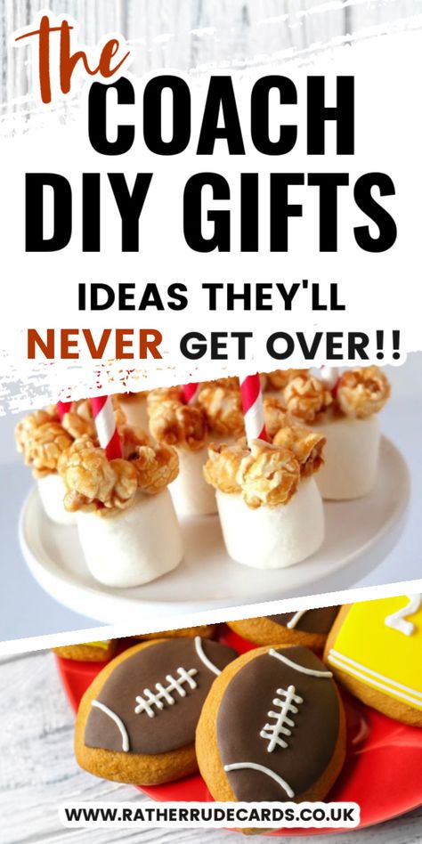 DIY creative coach gifts ideas that are easy to make Coach Thank You Gifts Diy, Gift Ideas For Coaches, Coaches Gift Ideas, Coach Christmas Gifts, Sports Themed Cakes, Football Coach Gifts, Cheer Coach Gifts, Coach Appreciation Gifts, Inexpensive Christmas Gifts