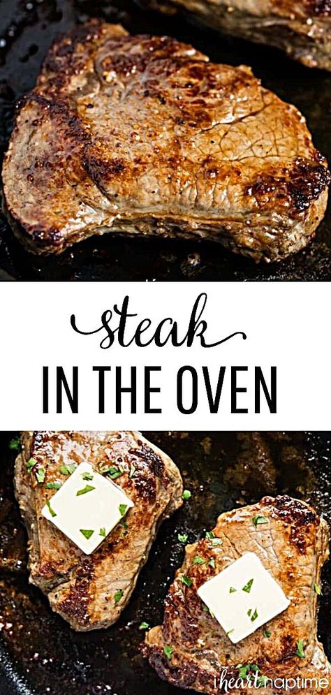 Cook Steak In The Oven, Baked Steak Recipes, Oven Steak Recipes, Oven Cooked Steak, Oven Baked Steak, Steak In The Oven, Steak In Oven, Cook Steak, Baked Steak