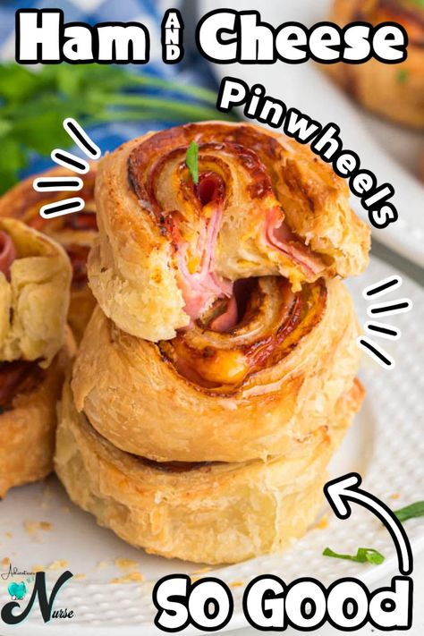 Ham and Cheese Pinwheels are irresistible bites that are a perfect combination of savory ham, gooey cheese, and flaky pastry, making them an absolute crowd-pleaser. Ham And Cheese Pastry Pinwheels, Ham And Cheese Puff Pastry Pinwheels, Recipes For Air Fryer, Puff Pastry Pinwheels, Ham And Cheese Pinwheels, Pastry Making, Savory Ham, Card Night, Cheese Pinwheels