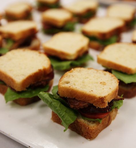 Mini BLT by seoulman13, via Flickr Mini Bites Party, Mini Brioche Sandwiches, Mini Blt Appetizers, Mini Toast Appetizers, Blt Sliders, Mini Blt, Blt Sandwiches, Blt Bites, Mini Toast