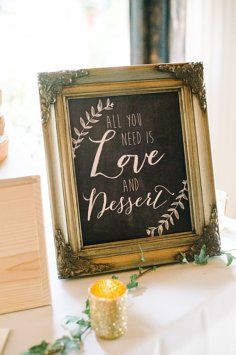 A beautiful custom made sign for a dessert table. It reads "All you need is Love and Dessert" in an 8x10" frame. Perfect for the dessert table at your wedding! Dessert Table Signage, Wedding Food Table, Table Signage, Dessert Table Sign, Dessert Bar Wedding, Wedding Treats, Wedding Dessert Table, Table Wedding, Dessert Tables