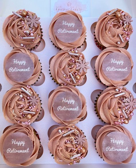 Retirement Cupcakes Ideas For Women, Retirement Cakes Ideas For Women, Retirement Cupcakes, Office Retirement Party, Cupcakes Ideas, 65th Birthday, Happy Retirement, Retirement Party, Retirement Parties