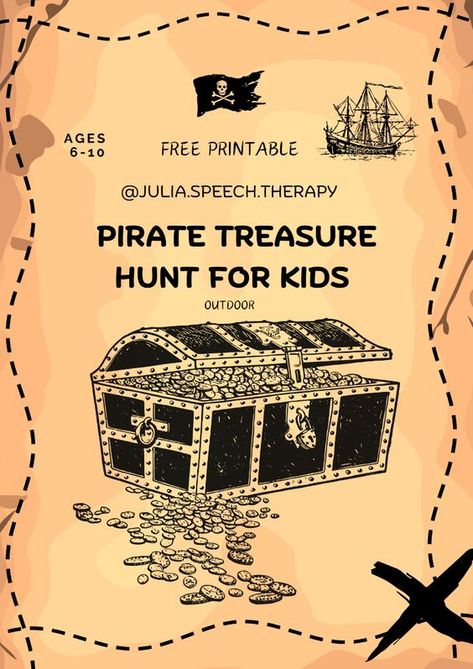 Get ready for an exciting Pirate Treasure Hunt like no other. In this thrilling outdoor quest, you'll:
   ✔  solve puzzles;
   ✔ decode messages;
   ✔ find the clues;
   ✔ uncover the treasure!

Join Noor Speech Therapy Camp for a fun and educational experience. Book your place now - https://bit.ly/3Tjswx

Download, Print, and Play!

#piratetreasurehunt #kidsadventure #outdoorgames #solvepuzzles #decodemessages #findtheclues #treasurehuntfun #familyadventure #kidsgamenight #outdoortreasurehunt #pirateadventure #treasurehuntforkids Pirate Party Scavenger Hunt, Treasure Map Scavenger Hunt, Pirate Scavenger Hunt Clues, Pirate School Activities, Kids Treasure Hunt Ideas, Pirate Party Treasure Hunt, Treasure Hunt Birthday Party Ideas, Pirate Camp Activities, Clues For Treasure Hunt